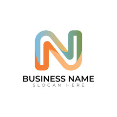 N letter abstract typography creative logo design