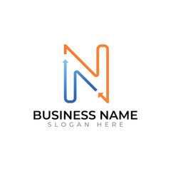 N letter abstract typography creative logo design