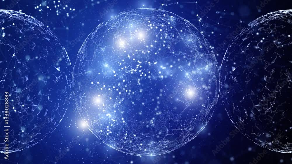 Poster loop artificial intelligence cyberspace spheres digital science motion background.