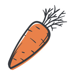 Carrot. A simple hand-drawn icon with an offset outline. Vector illustration for print, sticker, banner