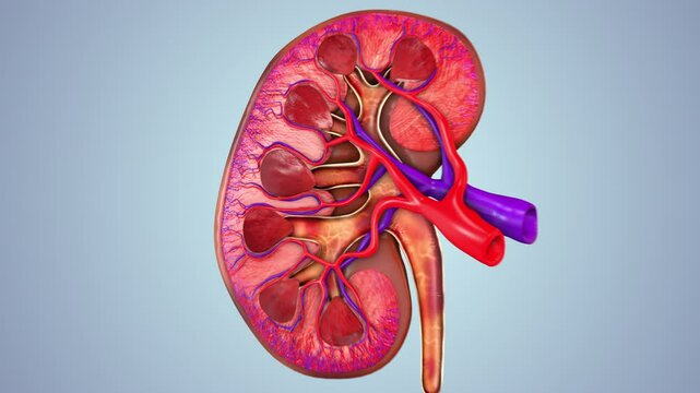Magnified View of Kidney Nephron Structure Details