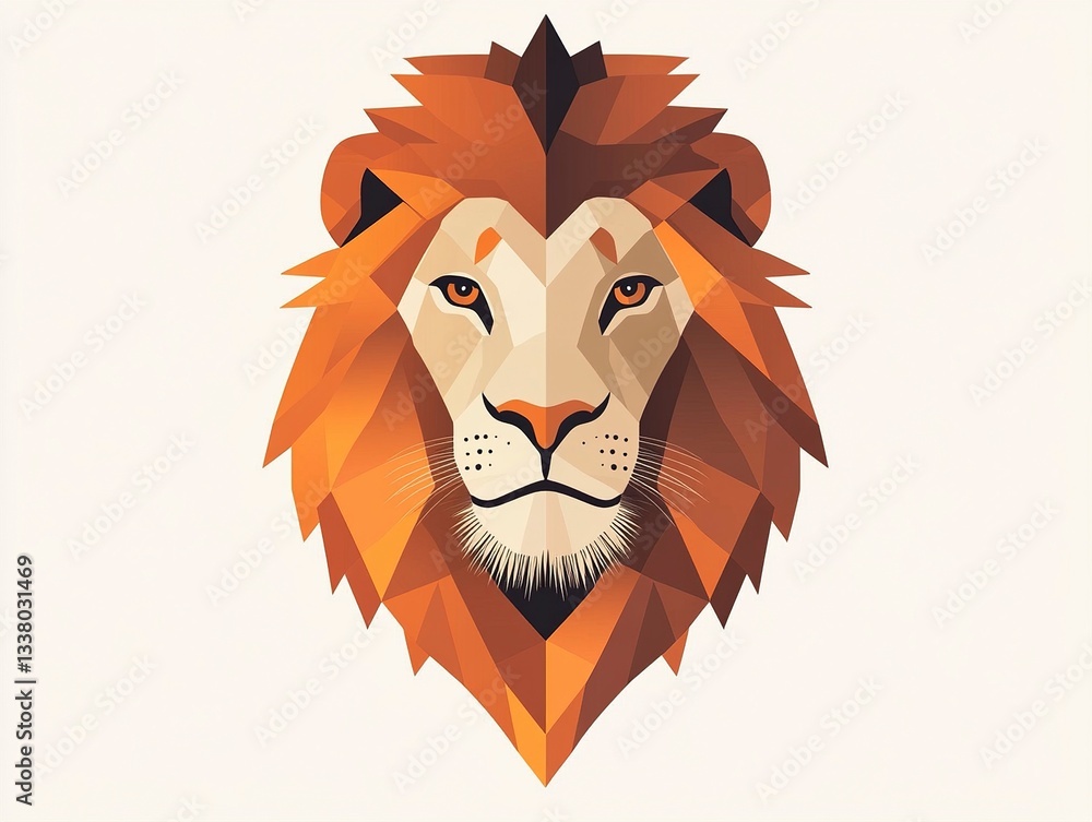 Poster a modern, flat-design lion in vector format, its friendly features and soft shading creating an ador