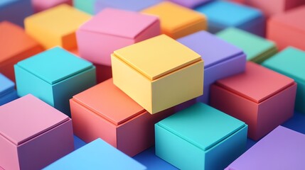 Obraz premium Arrangement of Colorful Square Boxes Creates a Playful Minimalist Background