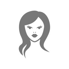 Pretty woman haircut vector icon. Hair, hairstyle and hairdresser symbol.