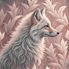 Naklejka premium Majestic Fluffy Fox in a Dreamy Nature-Inspired Digital Painting, Earthy Tones