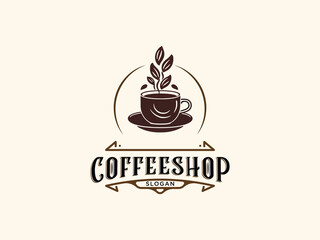 Coffee shop logo design vector template