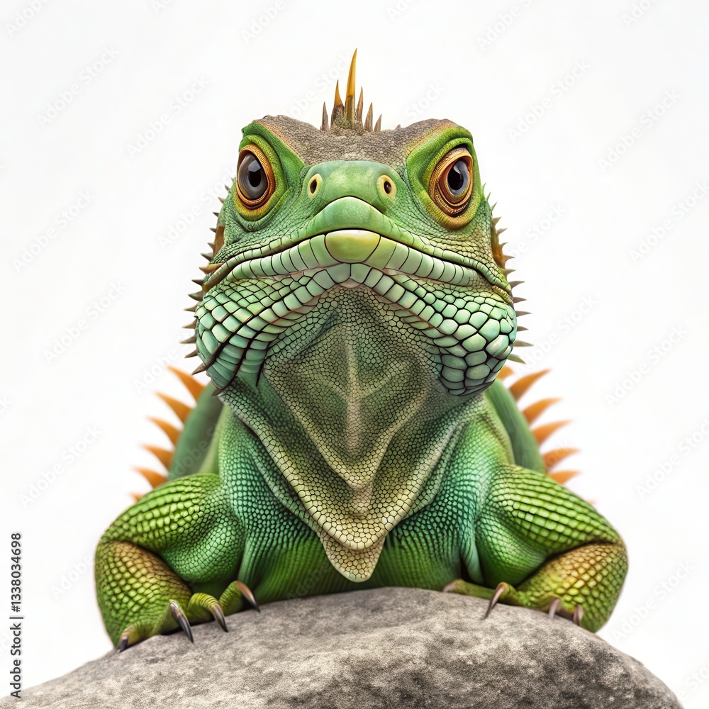 Poster spiny iguana perched on a rock in close-up view showcasing vibrant colors and textures generative ai