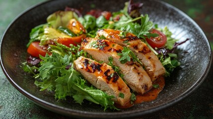 Grilled chicken with salad