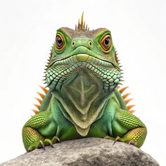 Fototapeta premium Spiny Iguana Perched on a Rock in Close-Up View Showcasing Vibrant Colors and Textures Generative AI