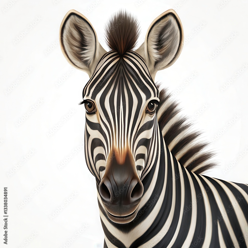 Poster close up of a striped plains zebra in the savanna highlighting its unique features generative ai