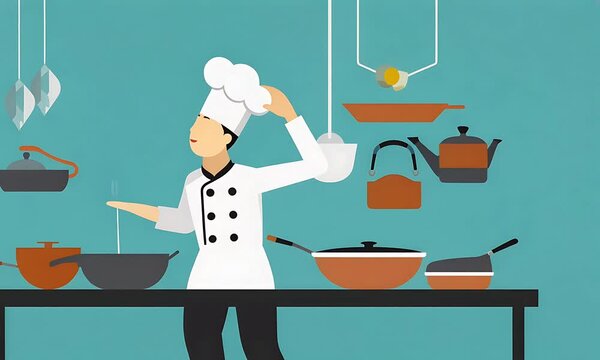 Chef preparing food in a kitchen setting