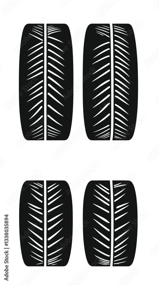 Poster minimalist tire tracks font set 01 as svg vector for design and typography projects
