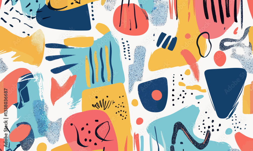 Poster colorful geometric abstract doodle pattern - minimalist vector for artistic design projects