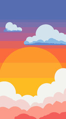 Fototapeta premium Vibrant Sunset Sky with Colorful Clouds Vector Illustration for Serene Nature Themed Designs