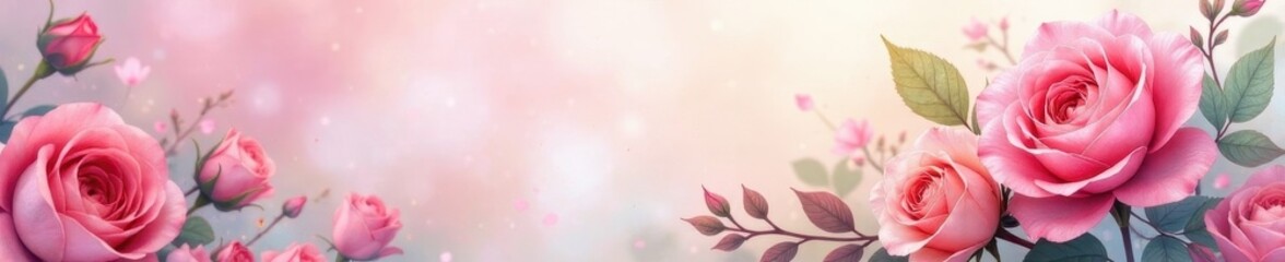 Delicate watercolor roses, soft hues, blurred edges, delicate, painting