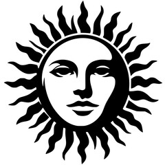 Silhouette illustration of the sun's face