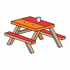 picnic table isolated on white