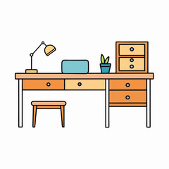 secretary desk on white