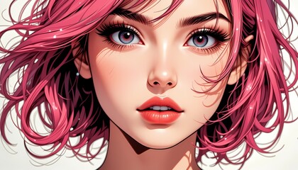 Obraz premium a beautiful woman with pink hair. Generative AI
