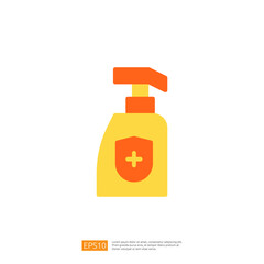 Icon of a Clean and Disinfecting Solution Bottle with Bright Colors Representing Hygiene and Safety for Household Use