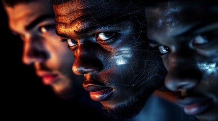 Determined Athletes  Close up Portraits of American Football Players