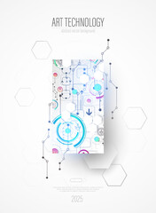 Modern technology design for posters. Page layout. Futuristic ART background. Scientific cover template for presentations.