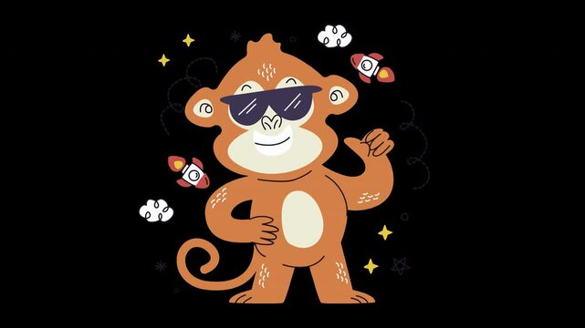funny cartoon monkey creative design 2d animation