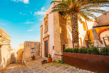 Old street in Erice, province of Trapani. Sicily, Italy