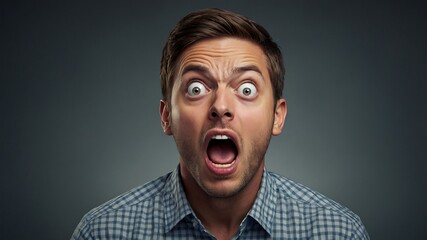 Funny Shocked Face with Exaggerated Expression