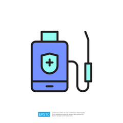 Portable Disinfection Device Icon for Health and Safety with Battery Operated Features in Blue and Green Color Scheme