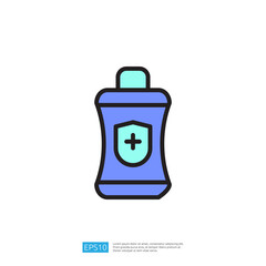 Vector Icon of a Disinfectant Bottle Representing Clean and Sanitize Solutions for Hygiene and Health Safety
