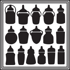 Baby Bottle Shapes Silhouette Collection