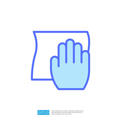 Hand Wiping Surface With Cleaning Cloth Icon Symbolizing Hygiene And Disinfection Practices In A Bright And Simplistic Design