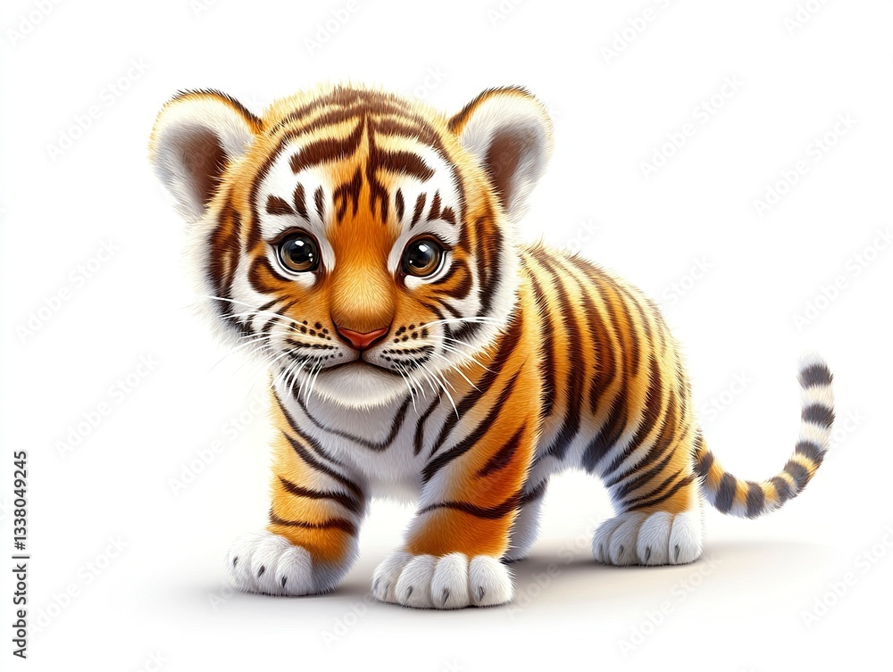 Canvas Prints a playful vector tiger cub with a wide-eyed expression, its small paws slightly raised as if ready t