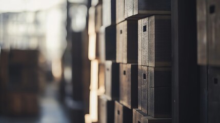 Stacked Boxes in Warehouse, Symbolizing Efficient Logistics and Organized Storage