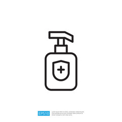 Sanitizer Bottle Icon With Pump Design Symbol Representing Clean And Disinfect Solutions For Health And Safety Assurance
