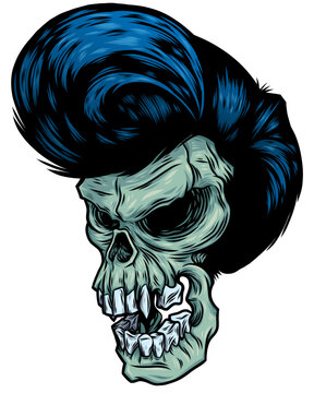 Rockabilly Skull with a Pompadour