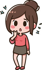 Cartoon woman character action, tired, emotions, running, walking, standing