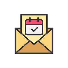 Mail appointment colored icons, minimalist vector illustration ,simple transparent graphic element .Isolated on white background