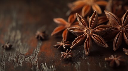 star anise on a wooden background