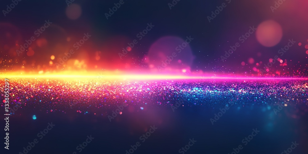 Aufkleber abstract glittering horizon with bokeh effect in vibrant and dynamic colors