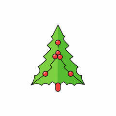 american holly tree vector illustration