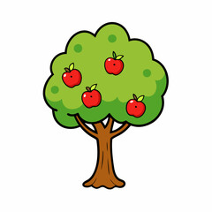 vector illustration of an apple tree