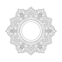 Mandala ornament design coloring book with hill background