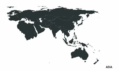 Vector Silhouette Map of Asian Countries – Geographic Illustration
