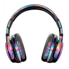 Colorful over-ear headphones with iridescent design