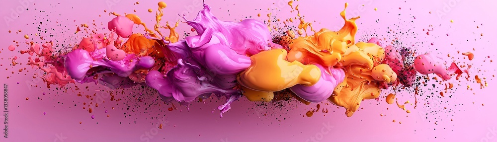 Aufkleber expressive bold color splashes in surreal abstraction, fluid and dynamic motion, neon gradients blen
