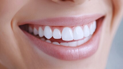 Obraz premium Close-Up of Healthy Smiling Lips with Bright White Teeth