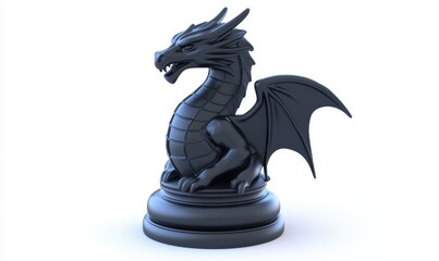3D dragon chess piece on white background, fantasy game concept