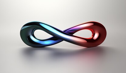 Fototapeta premium Abstract 3D Render of Colorful Infinity Symbol Polished Metal Surface Design